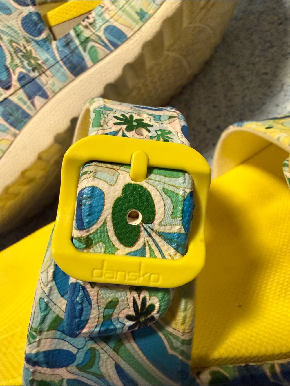 Dansko Women’s Yellow Floral Double-Buckle Slide Sandals - Picture 6 of 8
